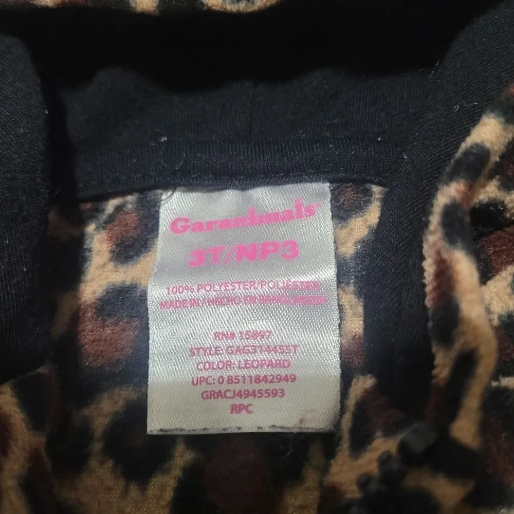 Hooded leopard print fleece jacket